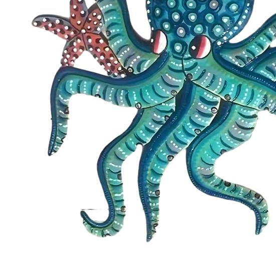 Holz Oktopus Wanddekoration See Strandhaus Badezimmer Ozean Wandkunst Küsten Nautisch Meerestier Hängendes Ornament