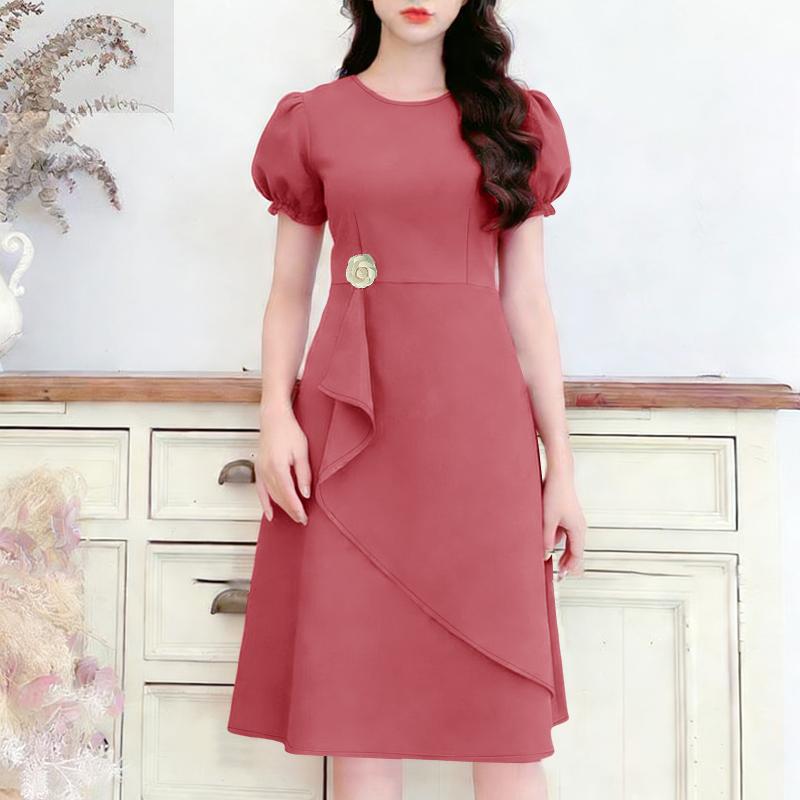 ZANZEA Women Casual Round Neck Summer Short Sleeve Dress