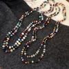 Bohemia Glass Beads Necklace Rainbow Chokers Necklace Strand Sweater Chain  For Women Female