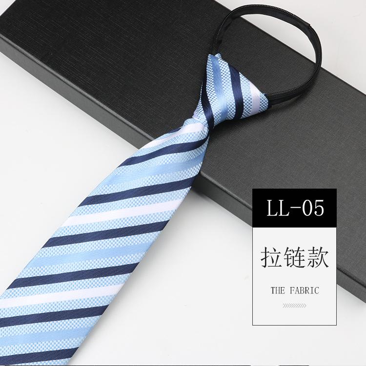 Tie Men'S, Business Zipper Work Security Shirt Striped Red Blue 8Cm Knot Free Easy To Pull