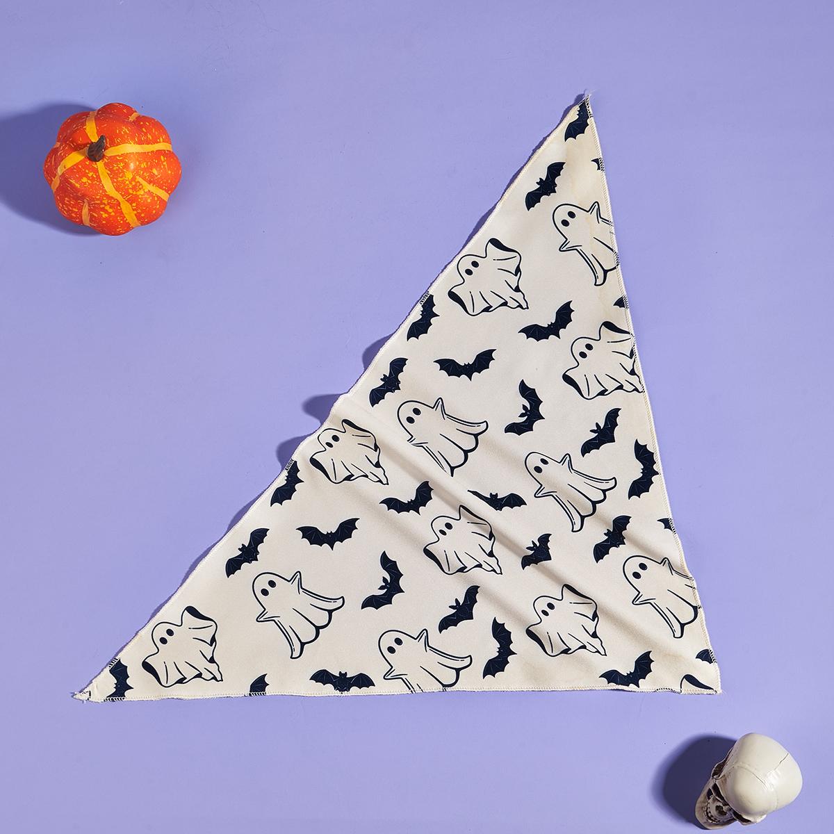 

Soft Dog Bandana with Cute Ghost and Bat Pattern,Triangle Scarf for Puppy Small Dog, Pet Kerchief for Small Medium Dogs Hallowee S