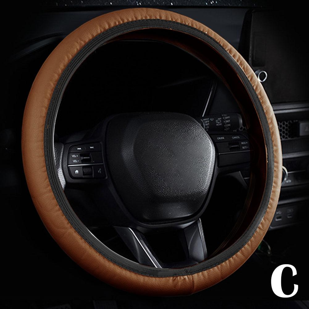 Car Steering Wheel Cover Skidproof Auto Steering- Wheel Embossing Accessories Anti-Slip Car Cover Leather T9J3