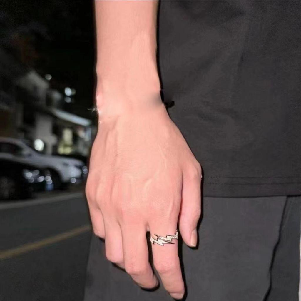 Punk Retro Flash Shape Rings for Women Man Rock Personality Open Adjustable Finger Ring Party Jewelry Gift