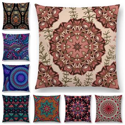 Neueste afrikanische Tier-Symbol Block Kissenhülle Boho Geometrisches Blumenmuster Paisley Mandela Blumen Kissenbezug