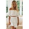 Summer Two Piece Sets Women Bohemian Casual Beach Skirts 2Pcs Sets Lace Off Shoulder Crop Tops and Short Pleated Skirt