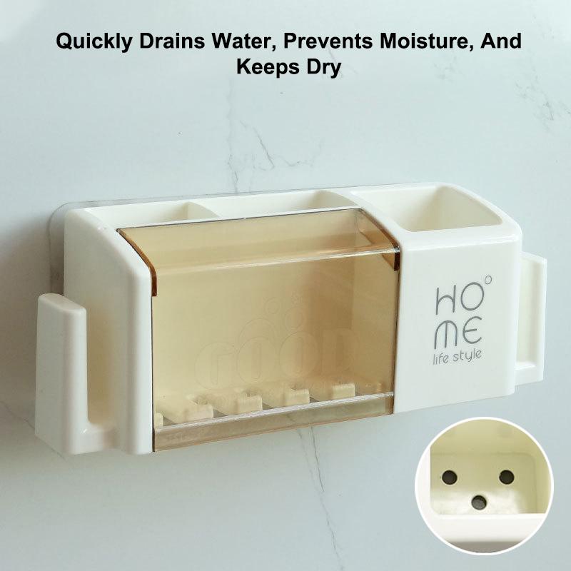 Portable Bathroom Electric Toothbrush Holder Plastic No-Drill Wall Mounted Toothbrush Cup Rack For Washing Cup