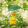 Cartoon Duck Figurine Holding Leaf Resins Ornament Decorative Animal Miniature For Potted Plant Displays And Shelves