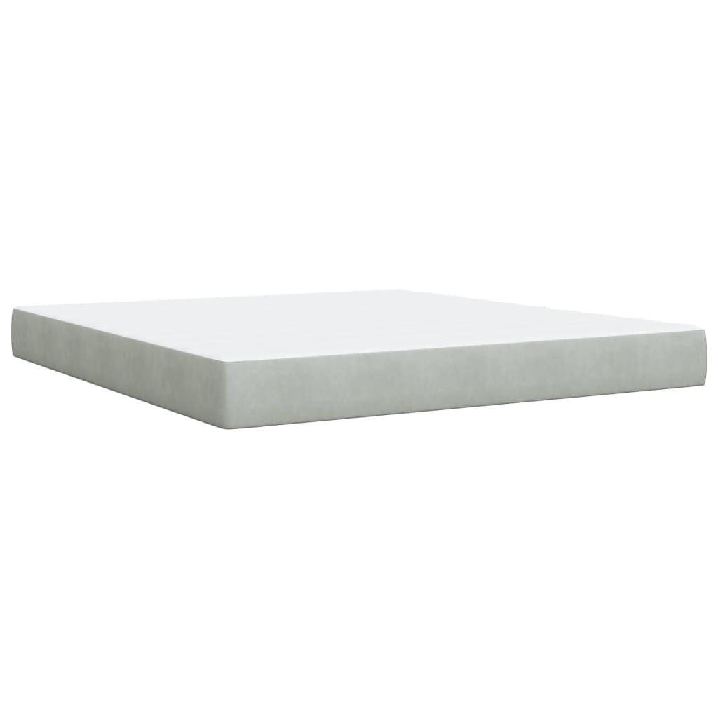 Vidaxl Letto Continentale Con Materasso, Grigio Chiaro, 180X200Cm, Velluto