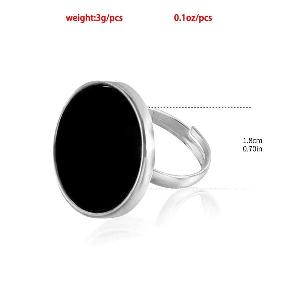 

Geometry Black Round Pendant Necklace Bracelet Earring Ring Classic Retro Trend Sweet Cool Adjustable Ring Jewelry