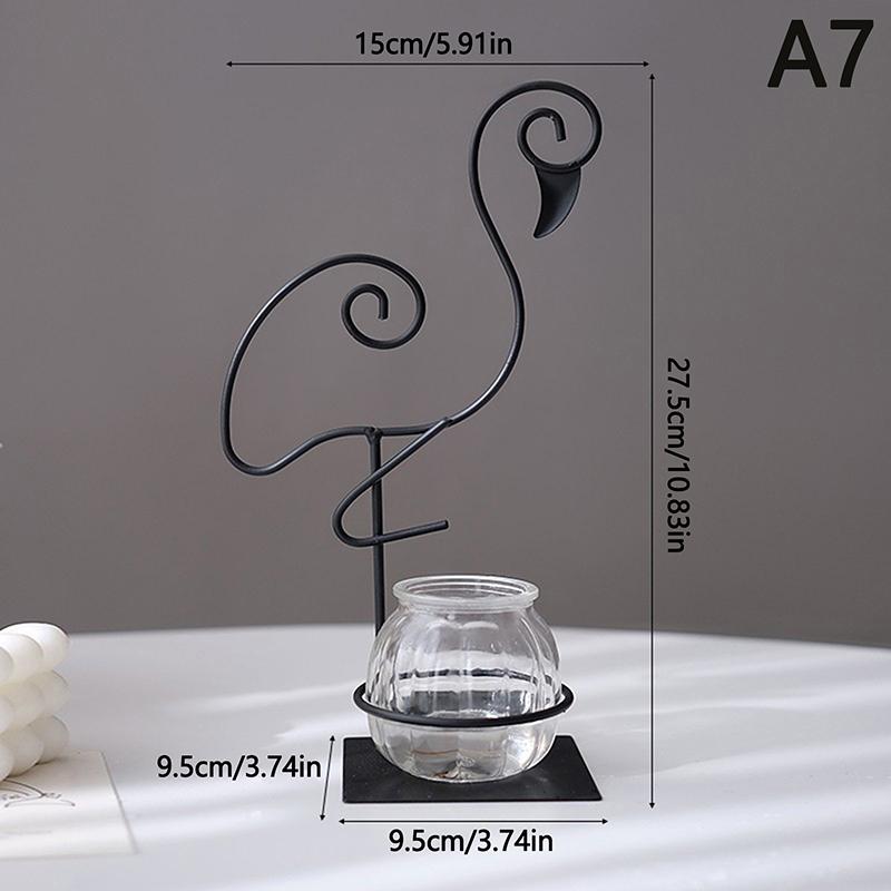 Creative Hydroponic Vase Simple Cat Iron Flower Machine Heart-Shaped Hydroponics Vase Creative Home Living Room Table Decor