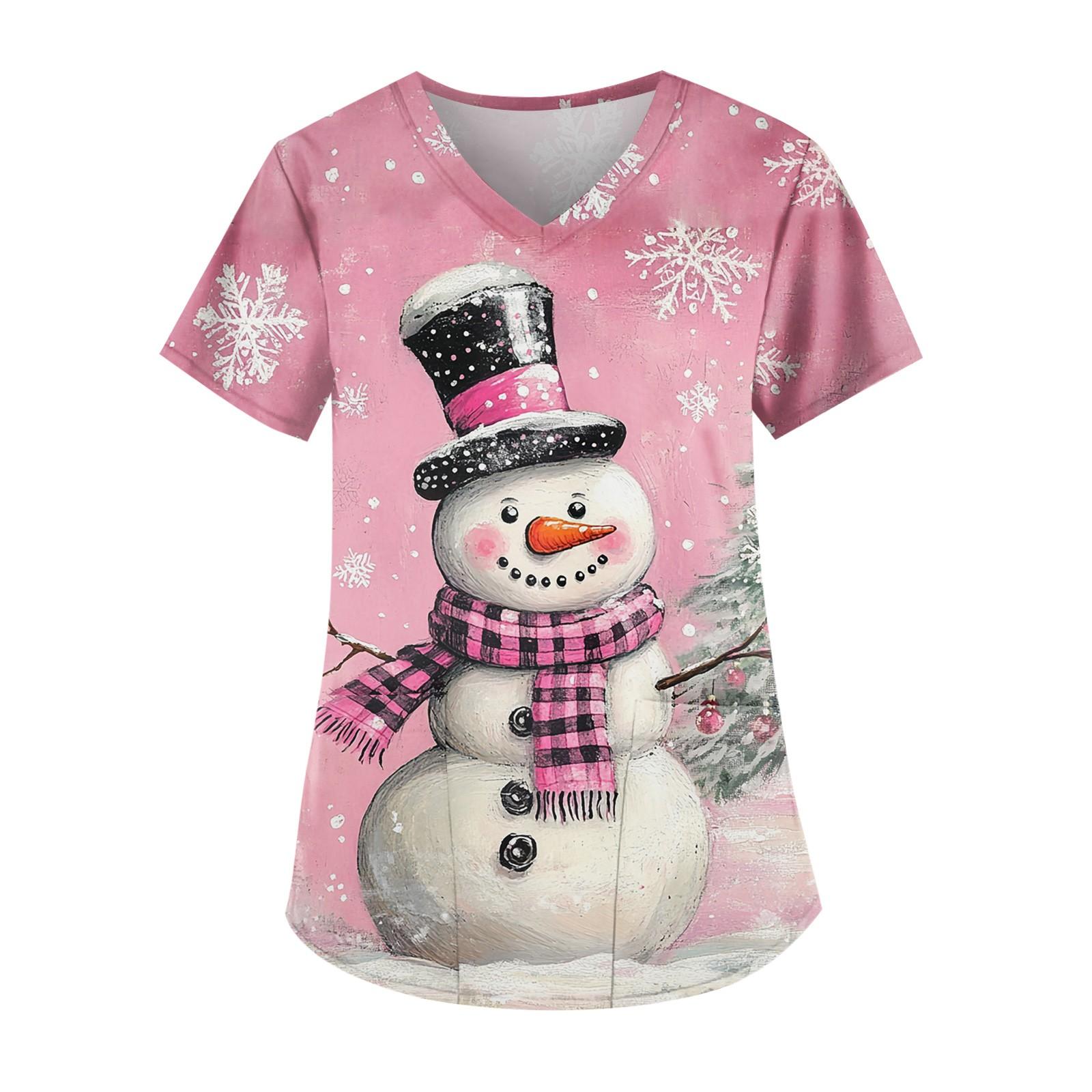 

Женская униформа с принтом, рабочая форма с карманом и v-образным вырезом, защитная рабочая форма L розовый