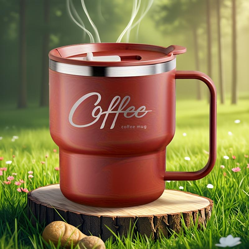 304 Stainless Steel Coffee Mug with Lid Double-Wall Travel Cup Spill-Proof & Leakproof Elegant Coffee Cup