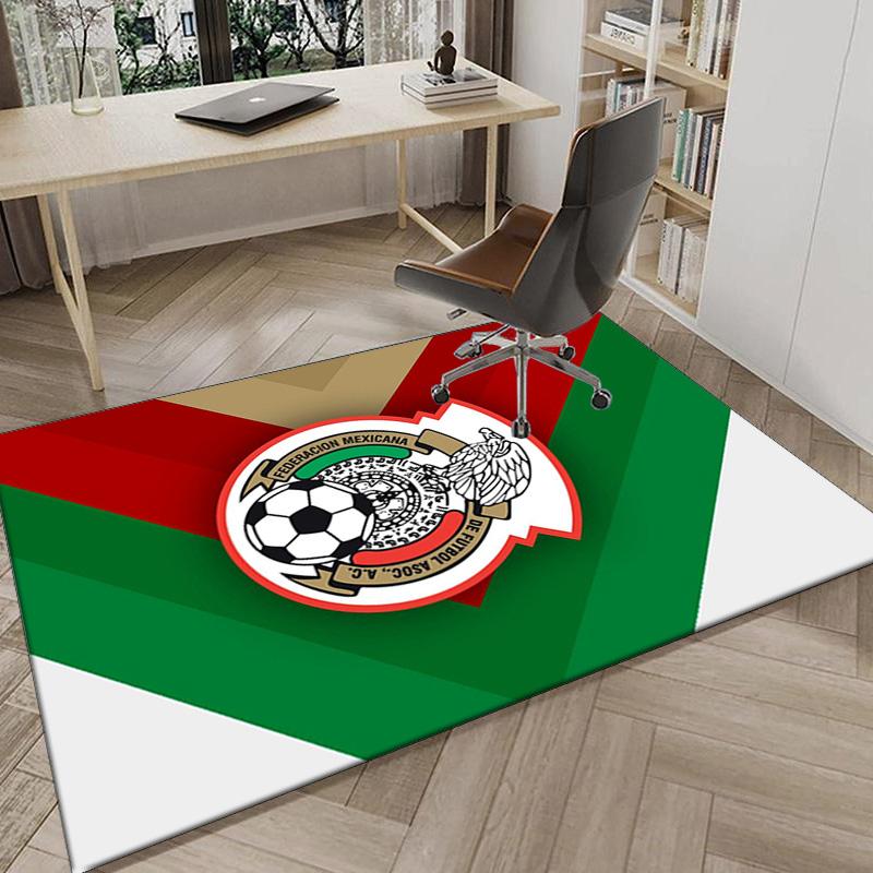 Mexico Football Team Emblem Printed Area Rug for Office, Chair Rug, Decorative Carpet Floor Mat, Large Size Fan gifts Christmas gifts
