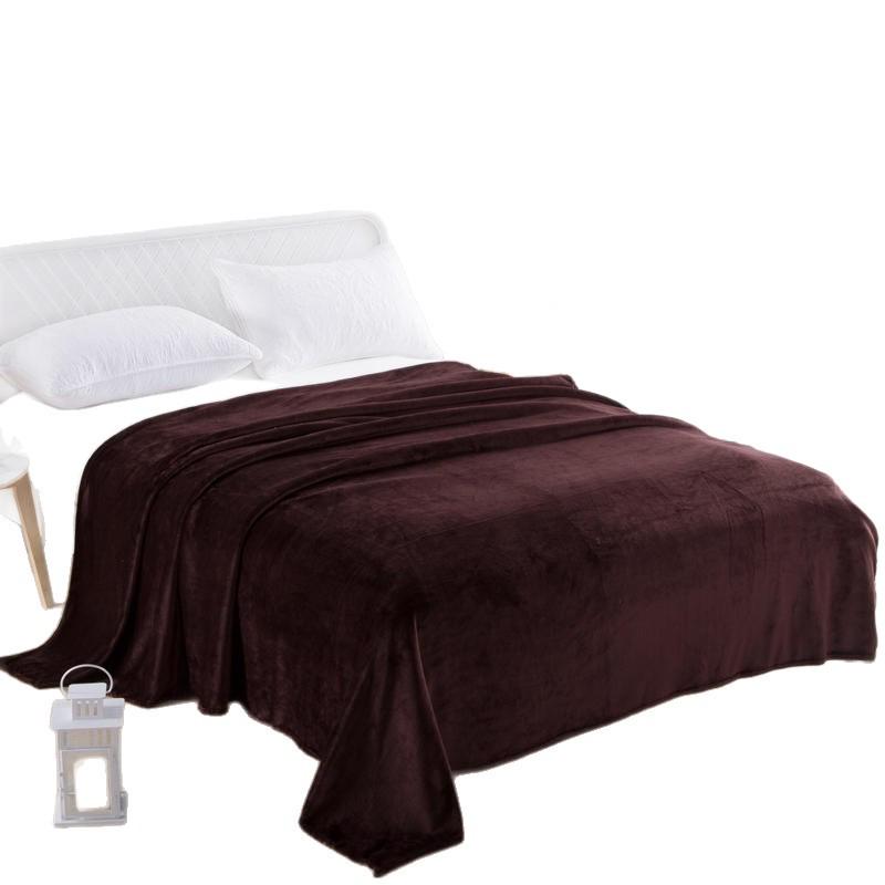 Thickened Coral Fleece Flannel Blanket: Plush, Solid Color, for Office Nap or Gift, Available for Single or Double Use