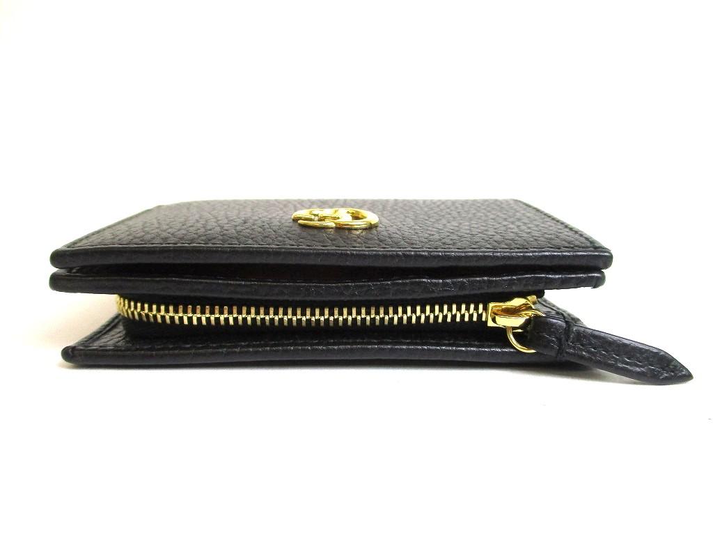 Authentic GUCCI Double G Black Red Leather Bifold Wallet Compact Wallet #b089  Open box