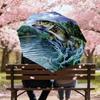 1PC Fish Lake Automatic Open/Close Umbrella with Windproof, 8-Rib Sturdy Canopy, Durable Ribs, Fashionable Design, Outdoor Accessory, Fun Prin, Holida