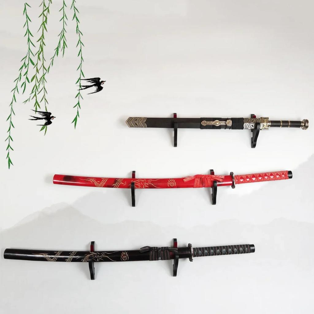 Wall Mounted Katana Hanger Holder Hangers Samurai Swords Storage Rack for Home Bedroom Living Room Decoration Display
