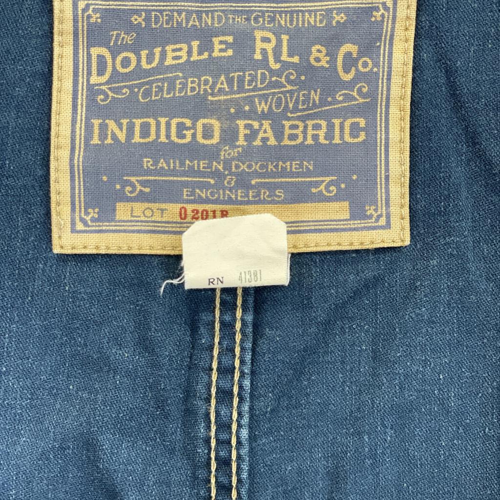 RRL 0201R Indigo Baumwolle x Leinen Denim Shop Coat Mantel M IndigoUsed