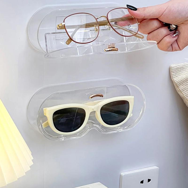 1pc Punch-free Glasses Storage Rack Wall Mounted Sun-glasses Display Holder Wardrobe Decoration Storage Box Sunglass Organizer
