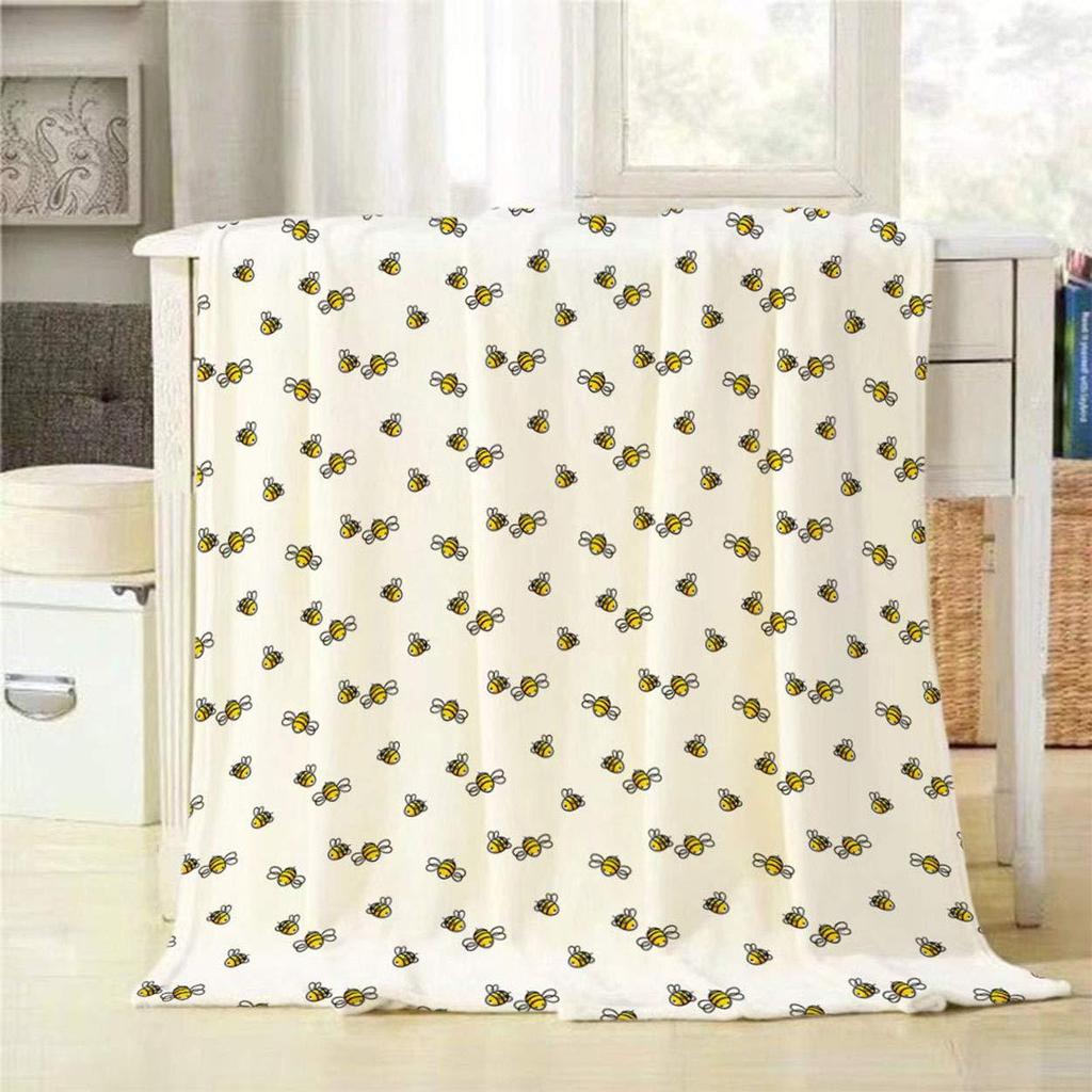 Flannel Blanket Nap Blanket Bee Printed Blanket Four Seasons Super Soft Office Blanket Sofa Blanket