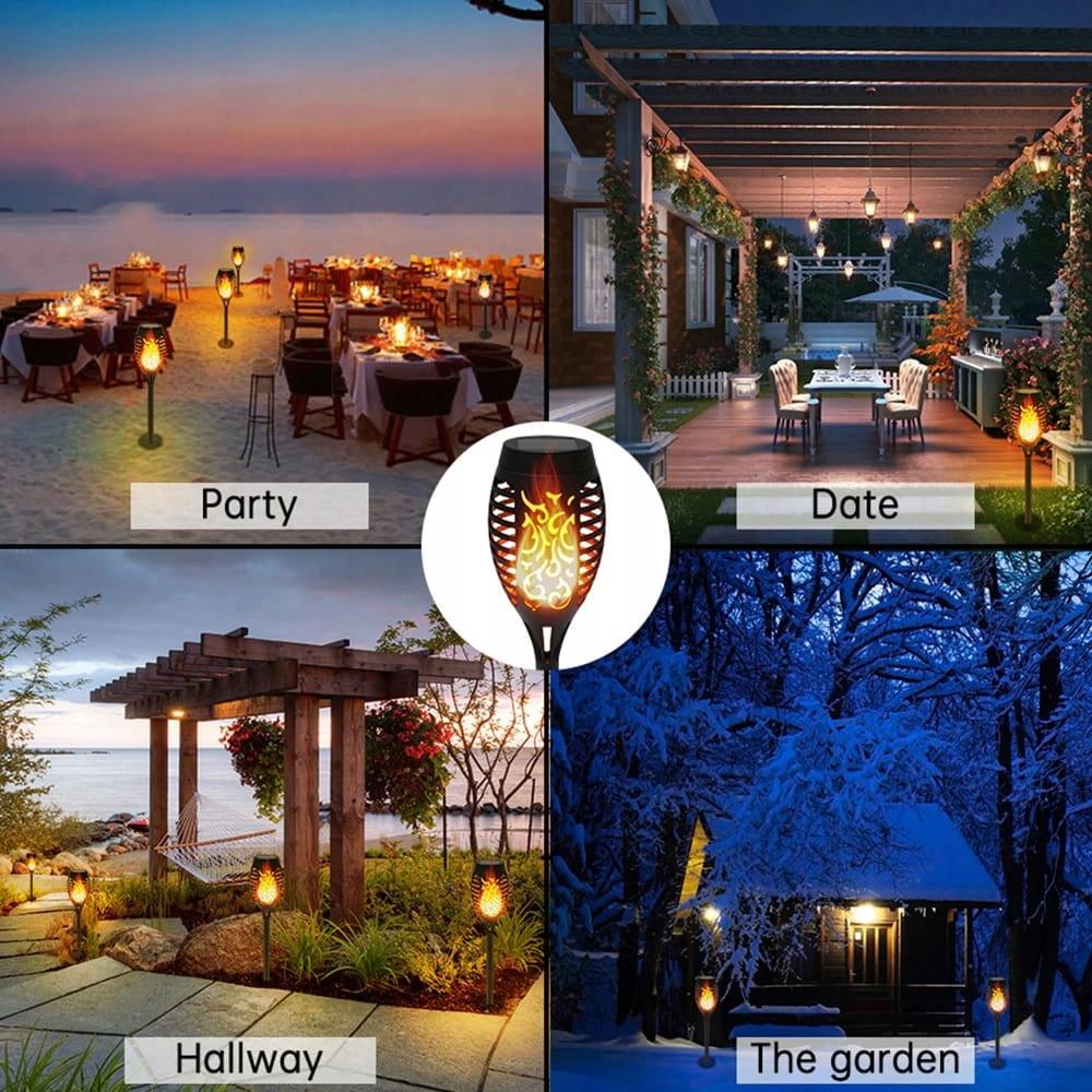 Solar Torch Lamp Xl 50 Cm Flame Effect Garden Lamps 12Led
