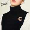 Coat Brooch Accessory Retro Style Letter C-Shape with Rhinestones Imitation