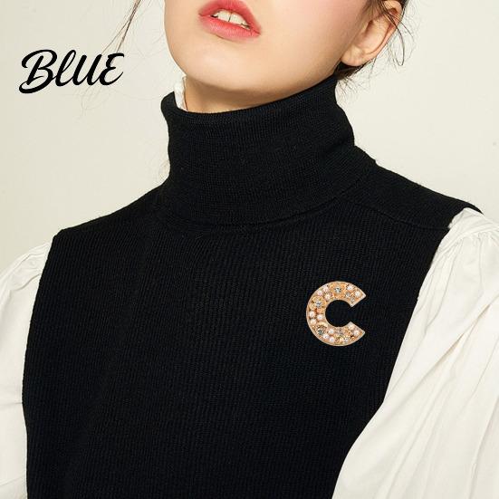 Coat Brooch Accessory Retro Style Letter C-Shape with Rhinestones Imitation