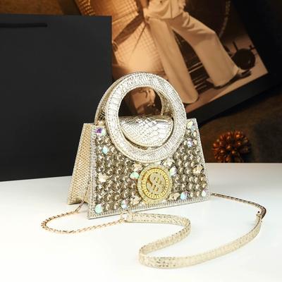 New Full Diamond Banquet Bag, Premium Water Diamond Evening Dress Bag, Handheld Crossbody Diamond Bag, Shiny Wedding Bag