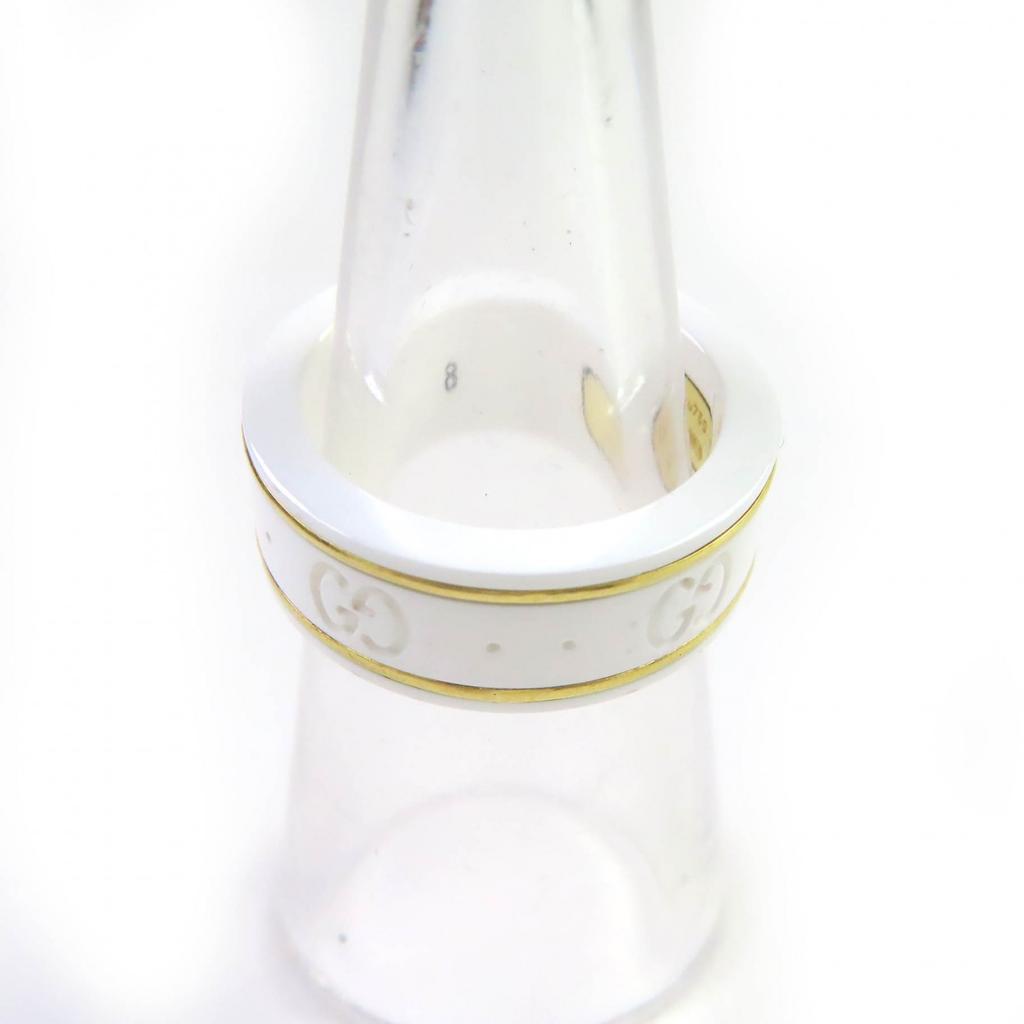 Excellent GUCCI Ring Icon Ring GG Ring White gold ceramic Women Used