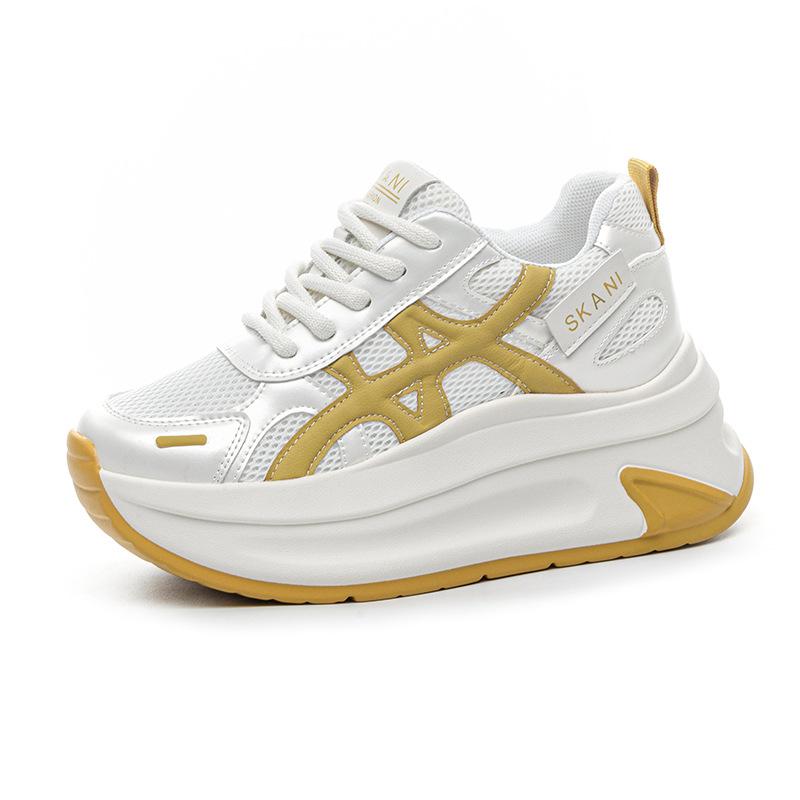 Neue Sommer-Mesh-Atmungsaktive Weiße Schuhe Damen Freizeit-Sport Bequem Flach Höhenverstellende Schuhe und Cut-Out-Schuhe