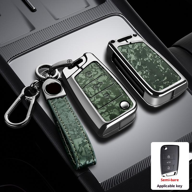 Zinc Alloy Leather Car Key Case For Volkswagen Polo Golf 7 Passat Tiguan Mk2 Beetle Ateca Caddy T5 Flap Folding Car Key Case