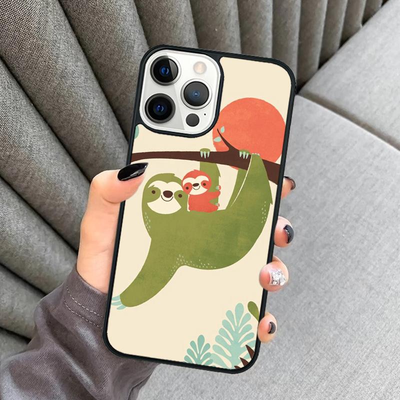 Kawaii Cute Sloth Hang Pattern Phone Case For iPhone 17 Air 16 16e 15 13 14 Pro Max 11 12 Plus 2022 MAX Cover coque