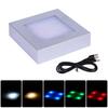 8x8 LED Multi-color Crystal Lamp Holder with 3D Laser Carved Square Body and Black Silver Base