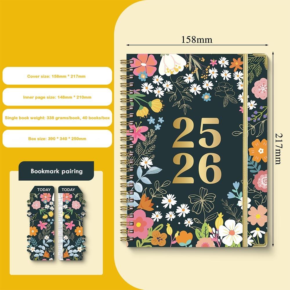 

A5 Academic Planner Еженедельный и ежемесячный блокнот на катушке Высокое качество Планировщик 2025-2026 01