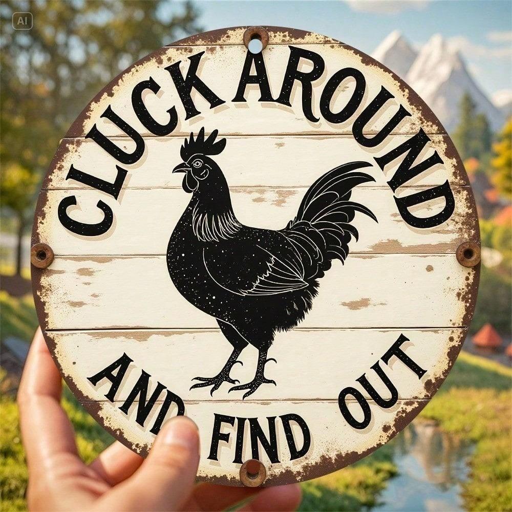 Vintage Rooster Metal Sign Rustic Farmhouse Wall Decor Retro Country Garden Plaque Indoor Outdoor Home Art