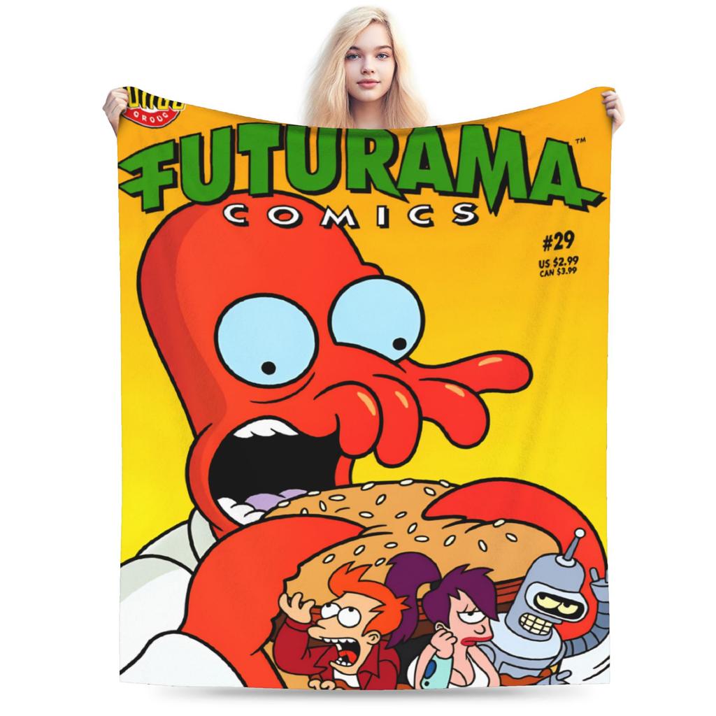 Futuramas Cartoon Comic Blanket Quality Warm Throw Blanket Winter Girls Boys Couch Chair Sofa Bed Funny Bedspread