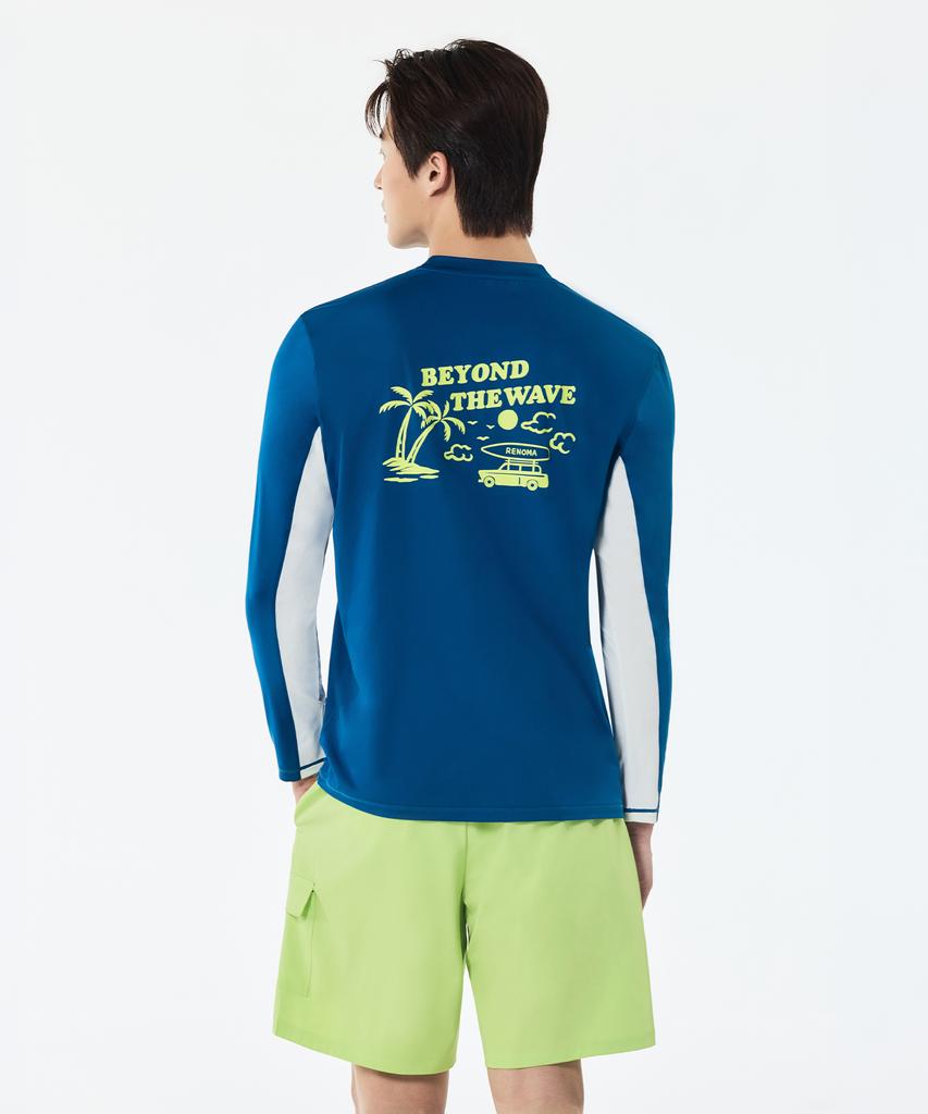Lenomasuyeongbog Men'S Color Block Relaxed Fit Rash Guard Set Blue Rn-Ms2G924-Bu