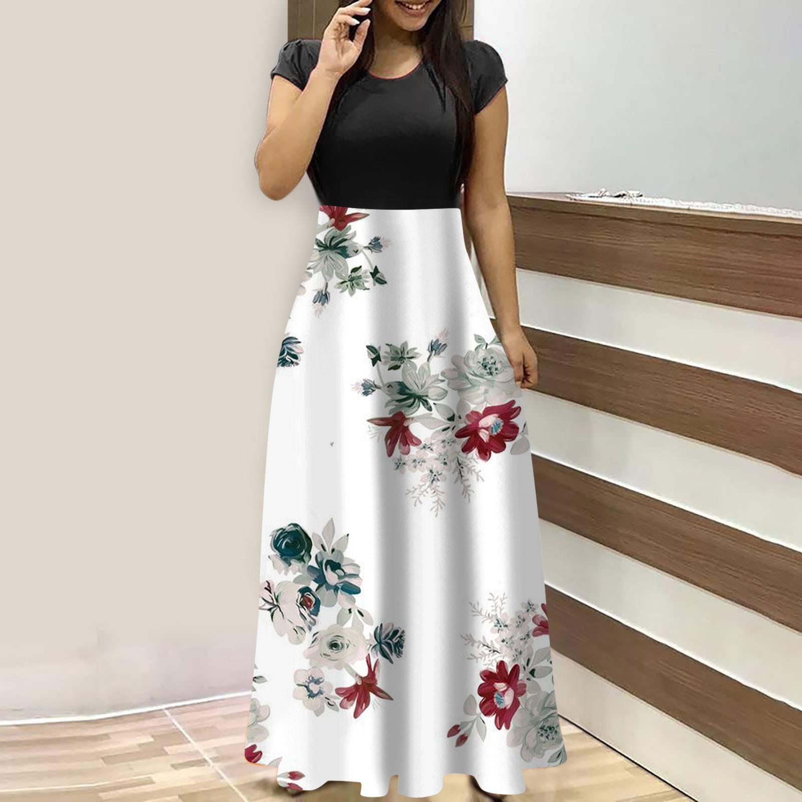 

Женские модные повседневные свободные платья с круглым вырезом и коротким рукавом L