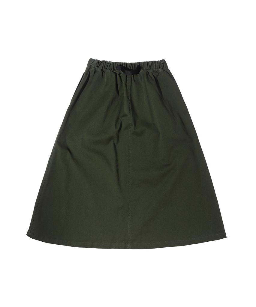 OFFGRID Cotton Spandex Belted Long Skirt - Khaki
