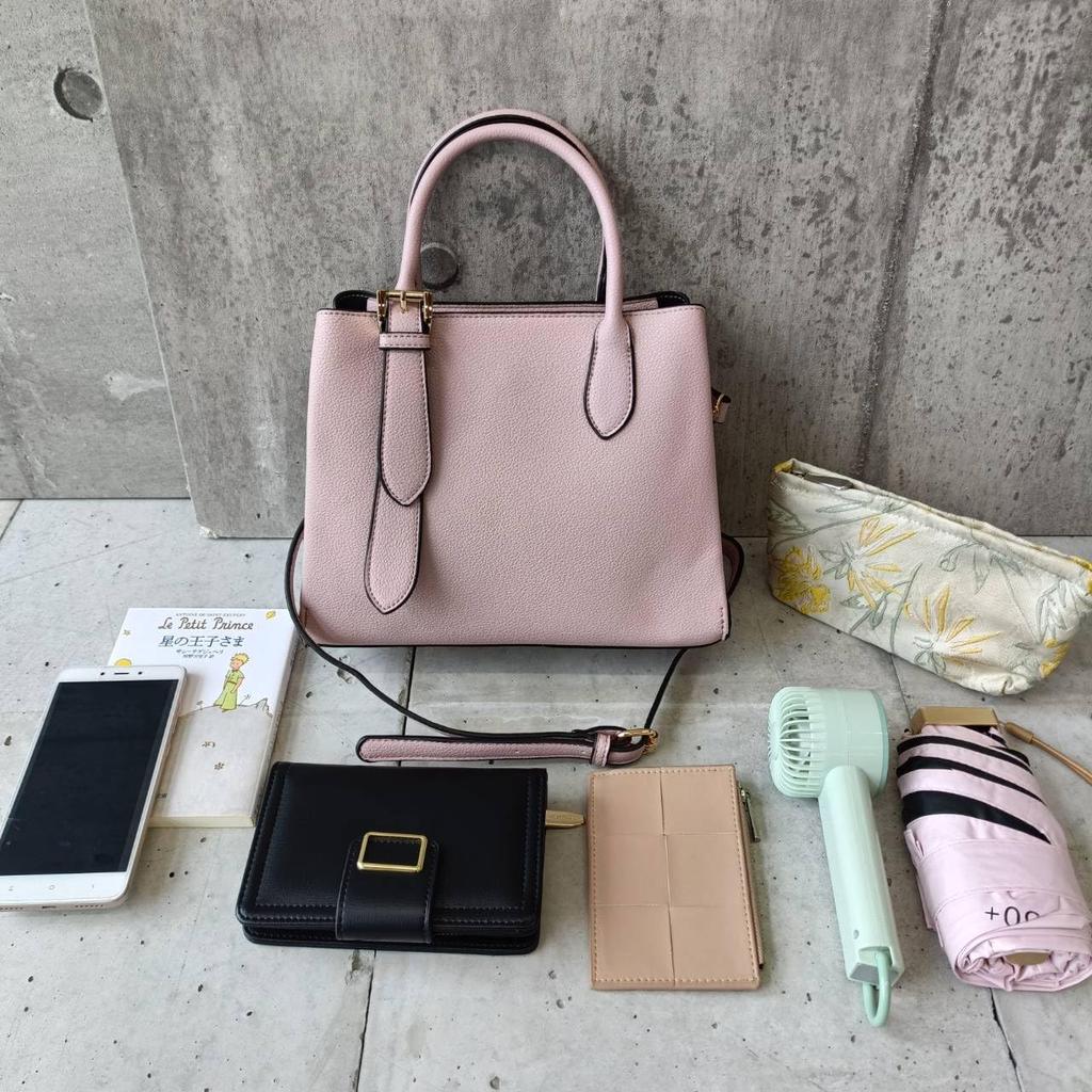 [mauve] Belt Design 2-Way Handbag, Small (Light Gray)