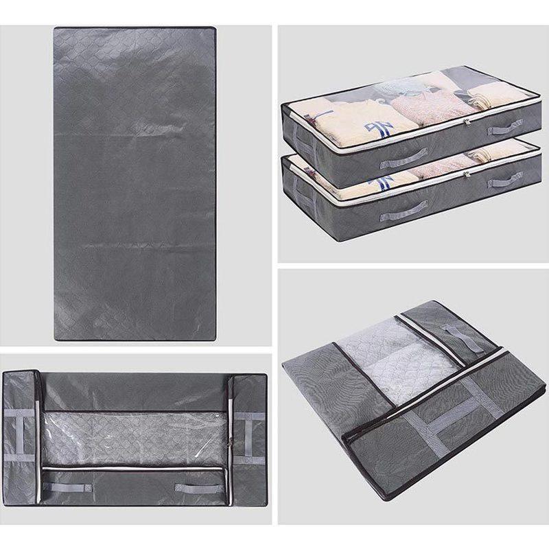 1/2/4Pcs Underbed Clothes Storage Bags Zipped Organizer Wardrobe Cube Closet Boxes