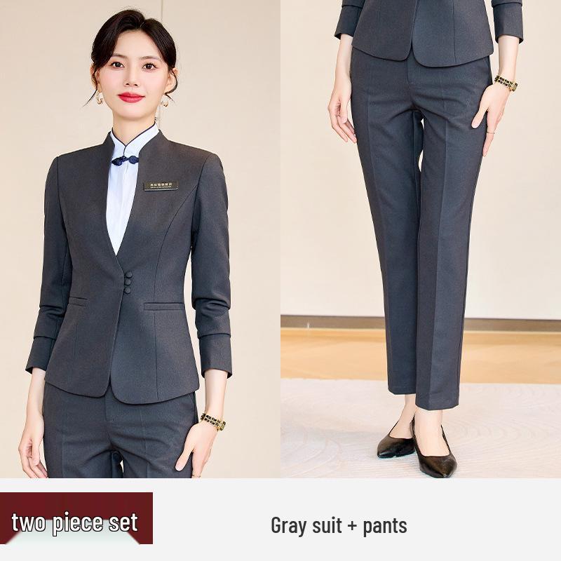 High-End Women's Workwear Set: Business Suit, Hotel Reception, Flight Attendant, Beauty Salon Uniform