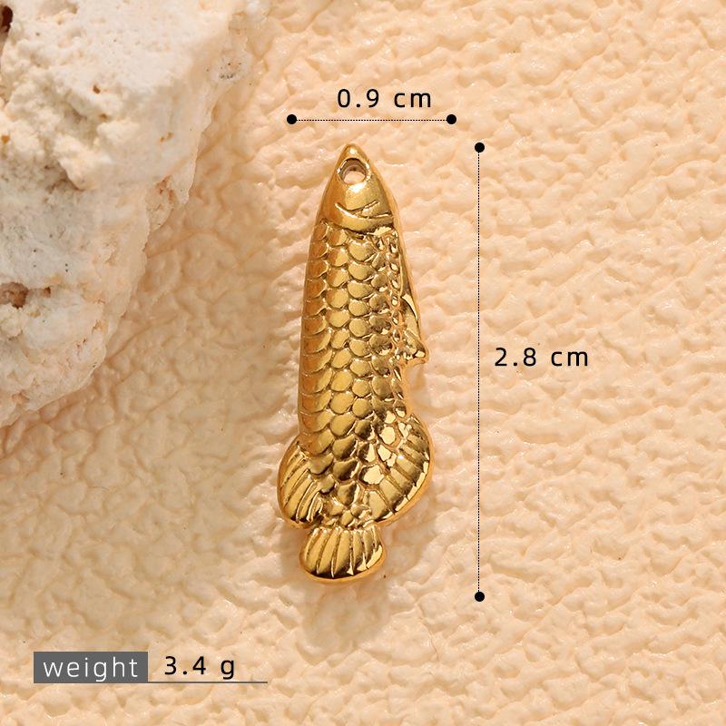 Goldener Fischgräten-Anhänger aus Edelstahl: Süßer Anhänger für DIY-Armbänder, Halsketten, Ohrringe