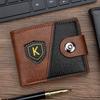Men Leather Wallet RFID Blocking Bifold Short Wallet Card Holder Coin Pocket Button Closure Vintage Patchwork Purse