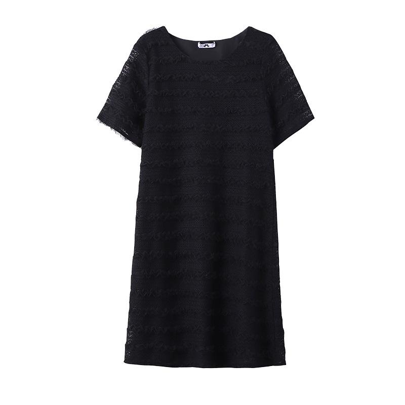 Dámské šaty větší velikosti Letní francouzské krajkové šaty Rovné midi šaty