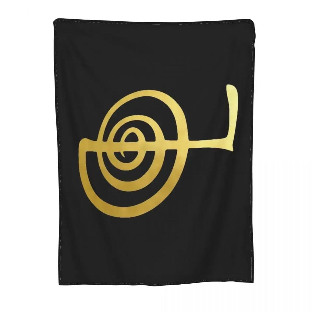 Reiki guarigione CHO KU REI Il Simbolo del Potere elemento spirituale dorato Coperta da Lancio Termica per Letto Designer Retrò Coperte