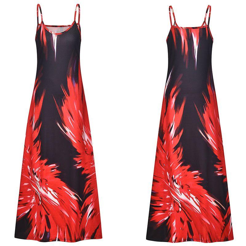 Elegant Women's Summer Strappy Floral Boho Kaftan Dress Perfect For Beach Days