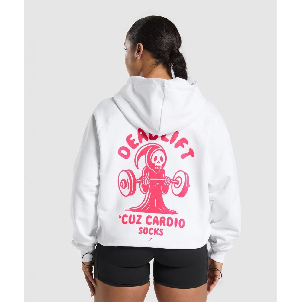 

Gymshark Графический Reaper Толстовка большого размера белая B2b7j Wb57 XS