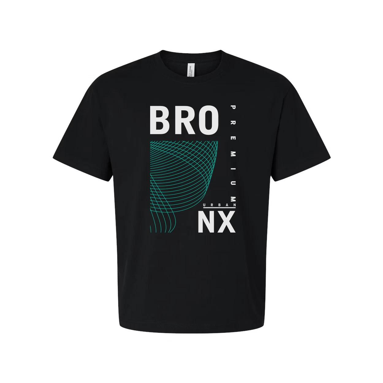 Urban Unisex T Shirt With Cyan Geometric Wave Print And Bold BRO NX Graphic Desi XL