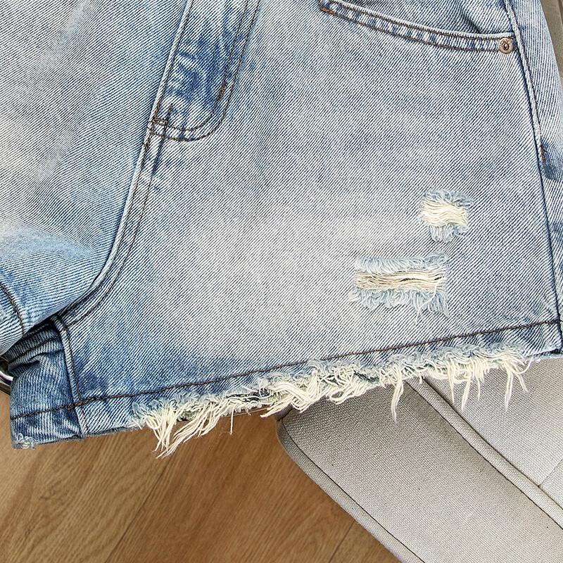 Women's High Waist Distressed Denim Shorts